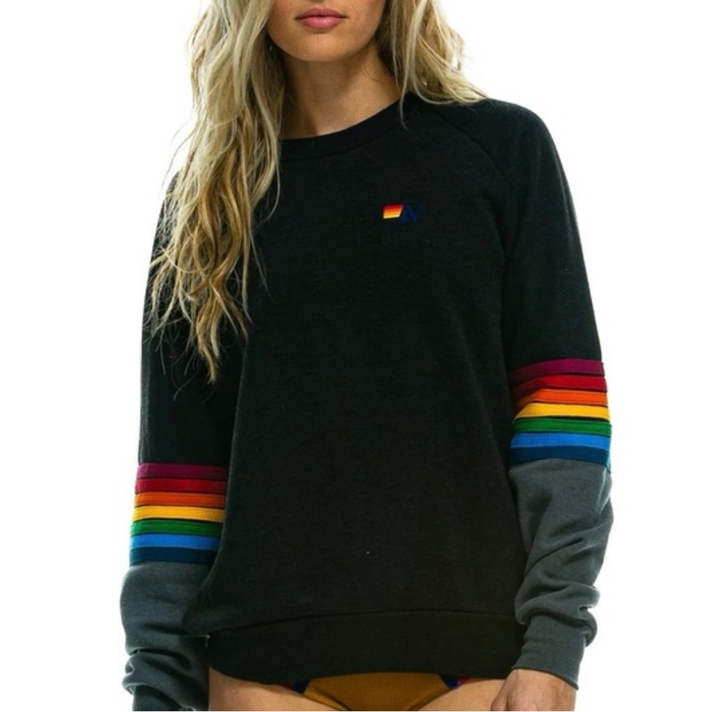Rainbow Stitch Sleeve Crewneck